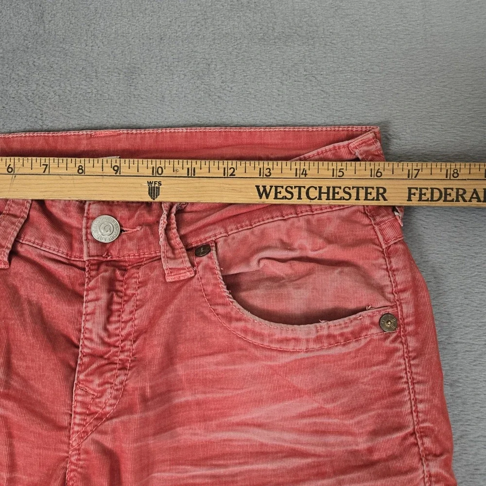 True Religion Ricky Relaxed Straight Jeans Mens 30x32 Flap Red Corduroy Y2K